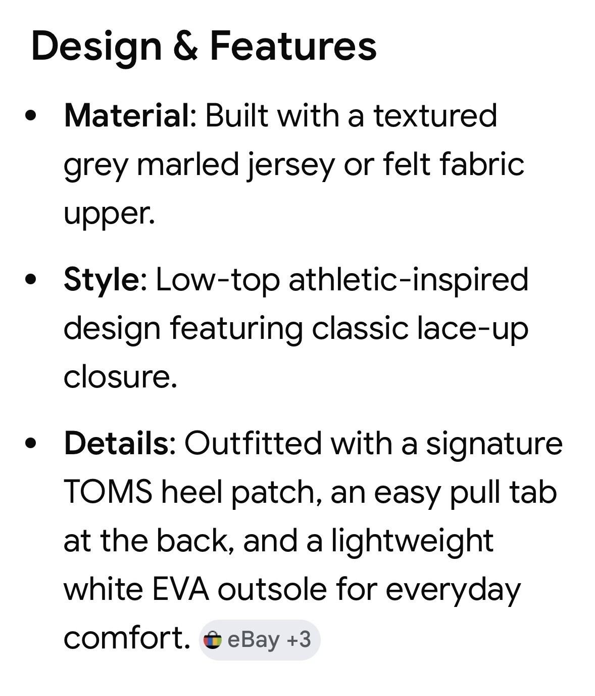 TOMS Del Rey Woman’s Gray Heathered Low Top Lace-Up Athletic Sneaker Pull Tab