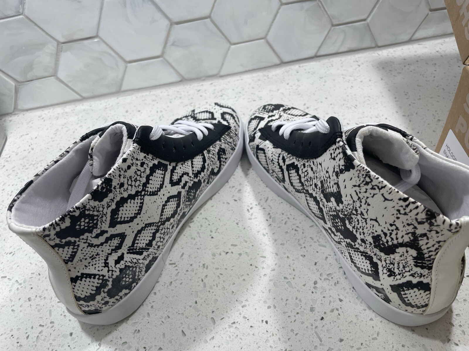 OTBT Leather Woman’s Size 6.5 High Top Snakeskin Sneakers NEW Recycled Materials