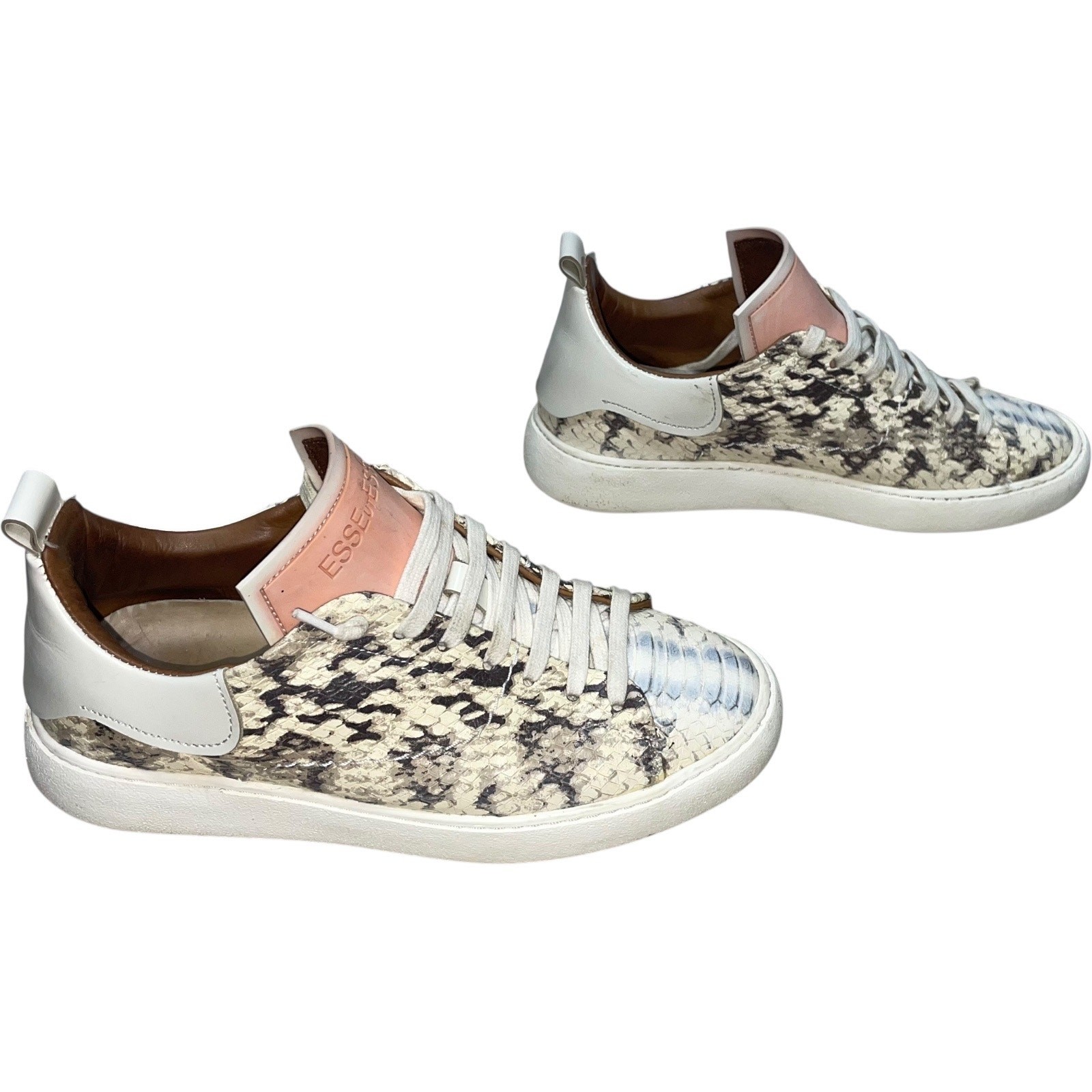 Esseutesse Beige Pink Phyton Skin Sneakers Size: EU 36 US 6.5