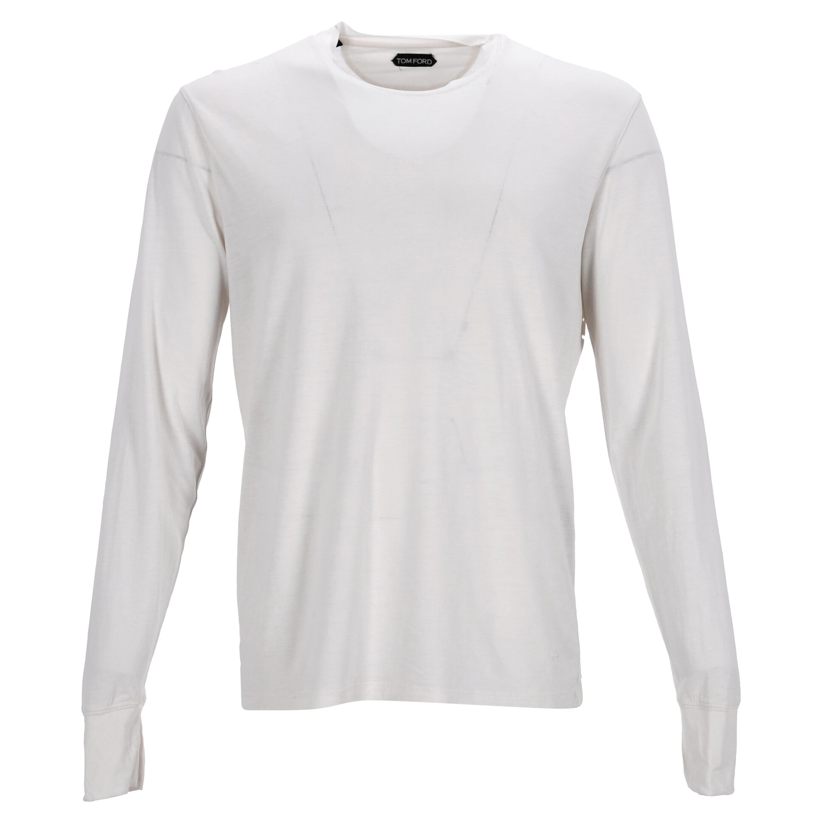 Tom Ford Long Sleeve Crewneck T-Shirt In White Lyocell Male