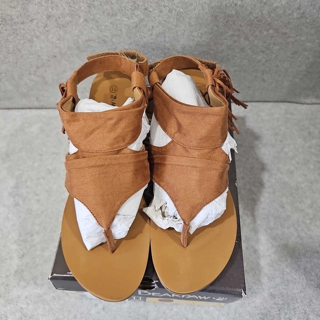 Bearpaw Sandals Women’s Avril Fringe Wedge Brown Size 11