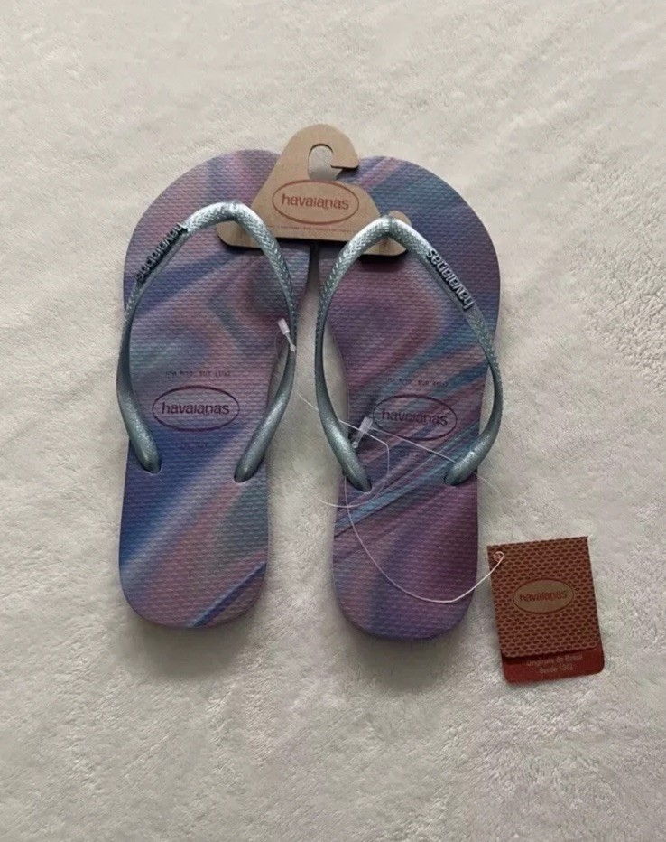 Havaianas Slim Iridescent Flip Flops Sandals Quiet Lilac Purple Women’s 9/10