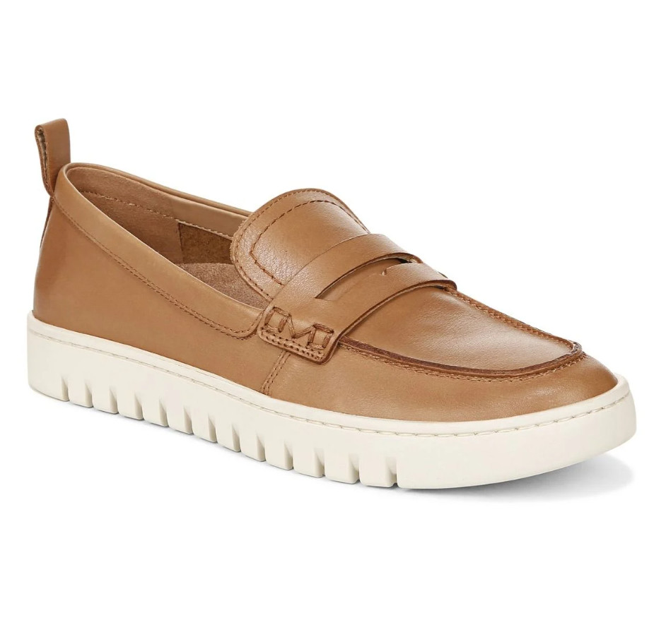 VIONIC Women Uptown Loafer, Camel Leather (NEW)