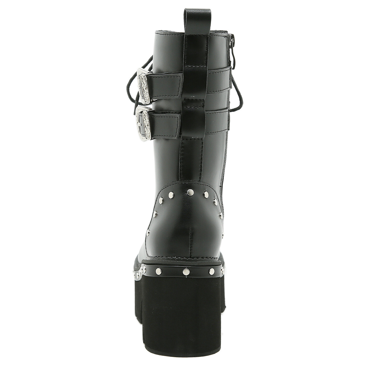Men’s Studded Rivet Platform Motorcycle Ankle Boots Punk High Heel Leather Shoes