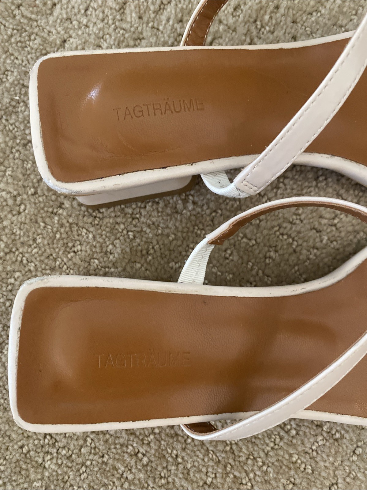 Korean Designer Tagtraume Beige Slides 230 US 6 Heels Sandals