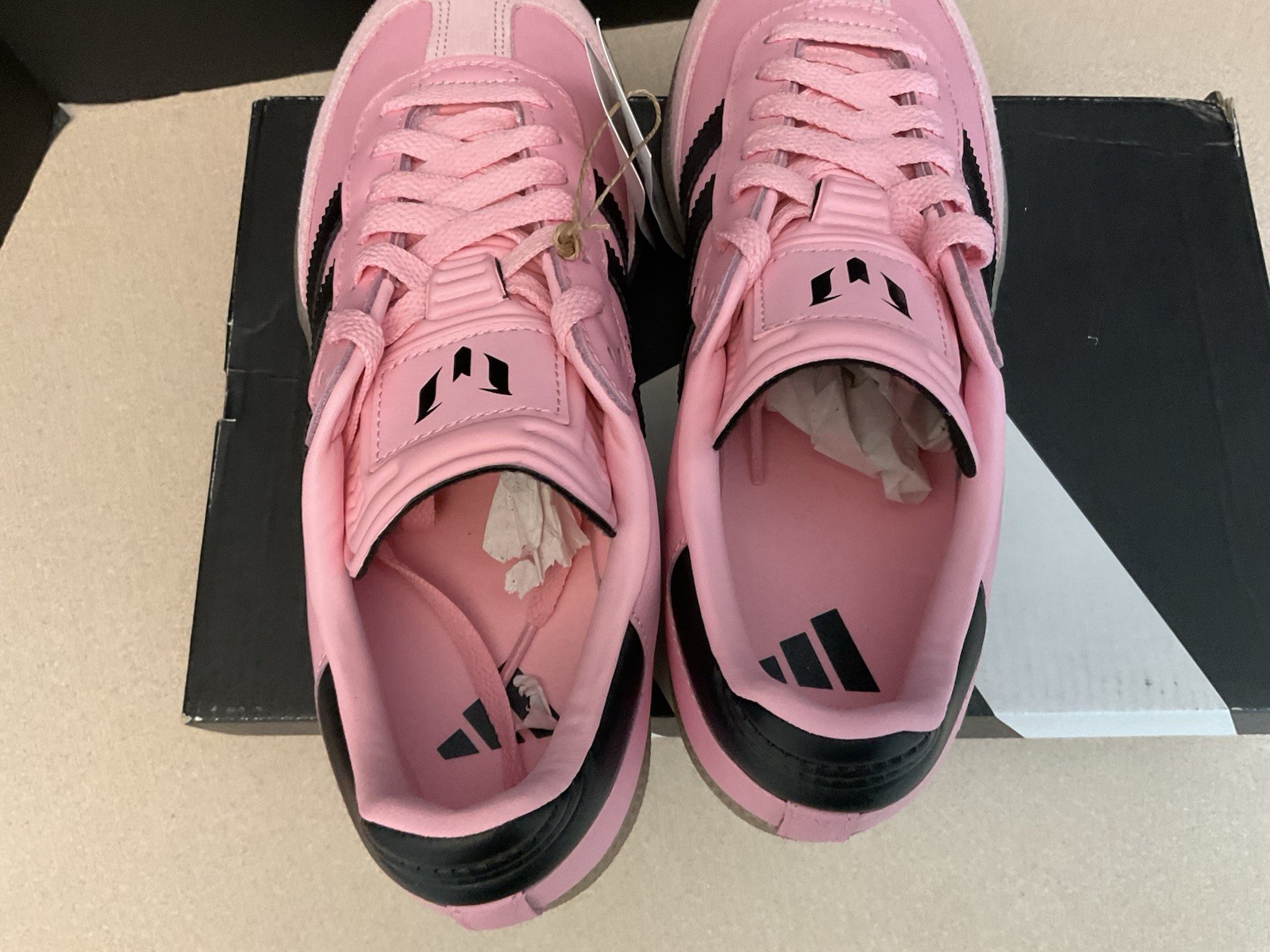 New! AdidasSamba Messi Pink/Black Indoor Soccer Shoes. Men’s 8. Women’s 9. Nice!
