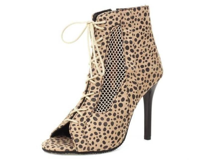 Womens Faux Leather Mesh Ankle Boots Lace Up Zip Roman Sandals Party Nightclub