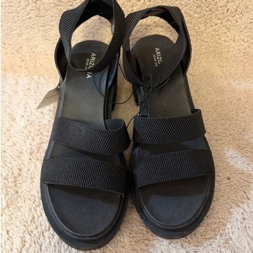 Arizona Jean Co AZ Fawn Black Platform Strappy Lug Sole Sandals Womens 11 NEW