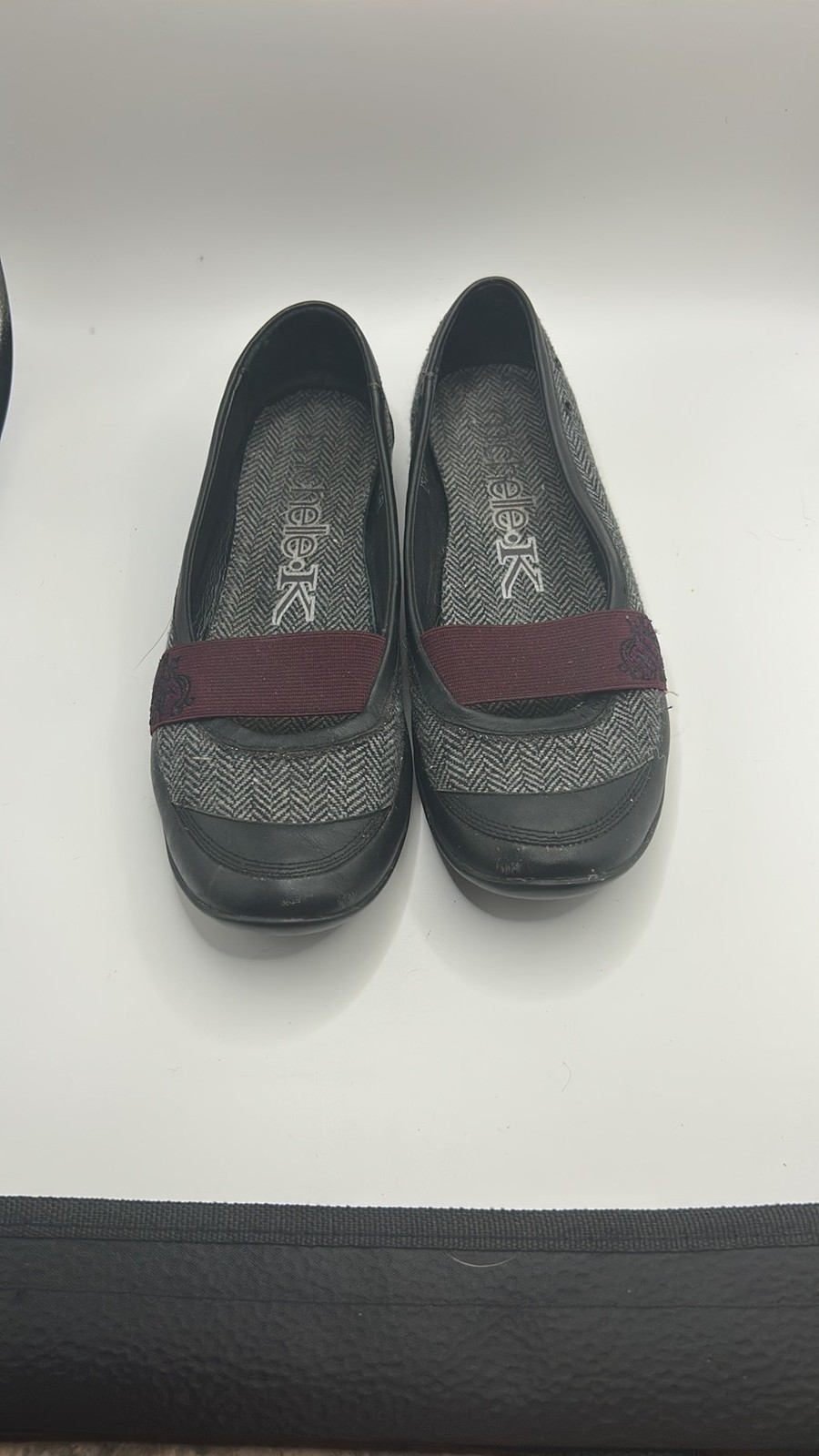 Michelle K Chevron Tweed Mary Jane Flats with Elastic Strap