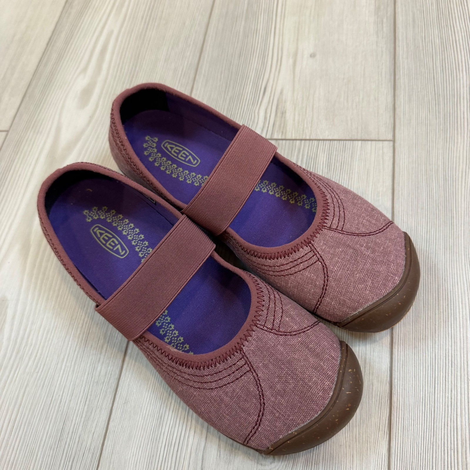Keen Sienna MJ Canvas Mary Jane Flats Tawny Port Burgundy Womens 10 1010220 NEW