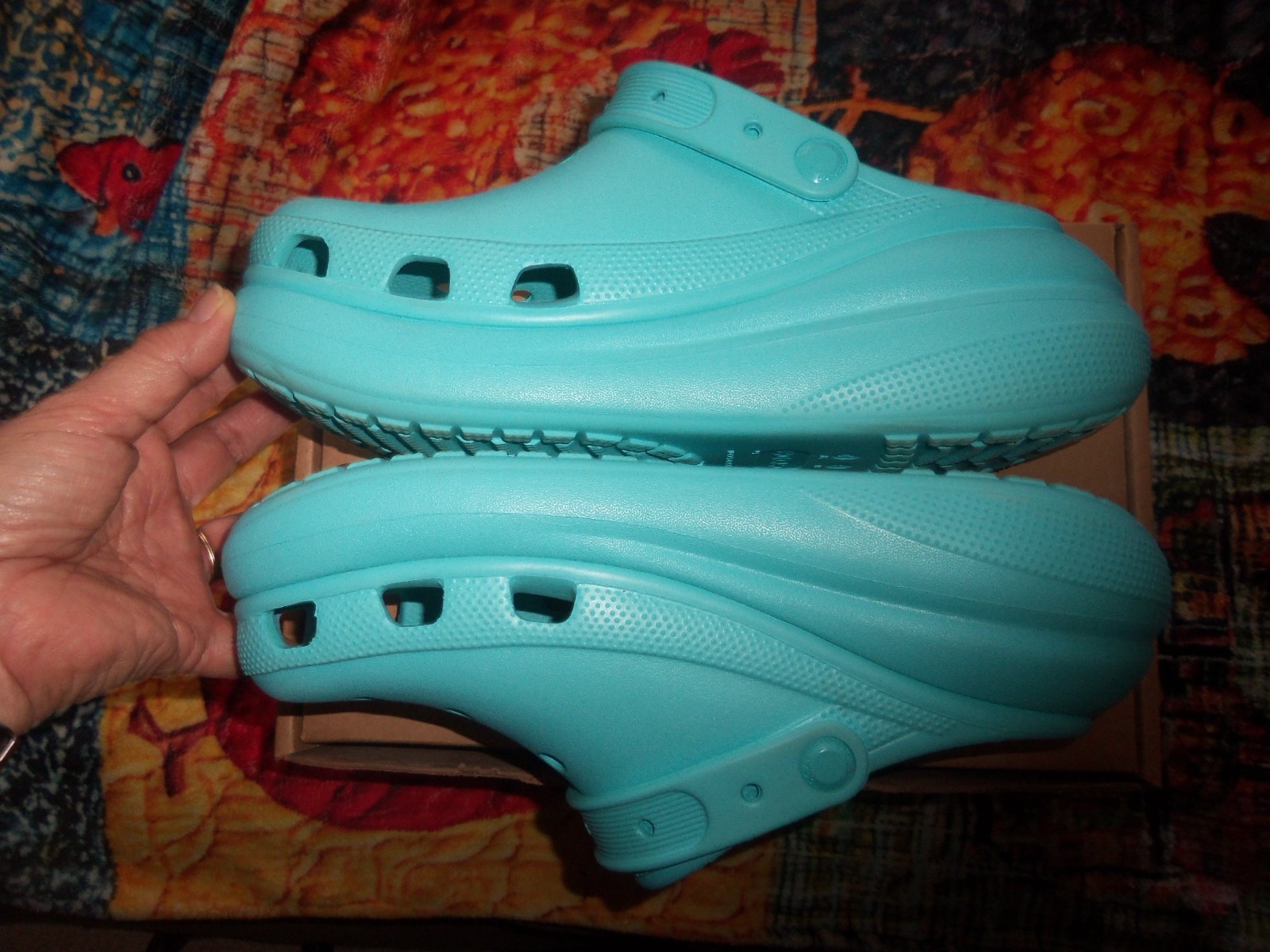 Crocs Blue Classic Crush Clogs Wedge Platform Mules Sandals Size W 10 – M 8