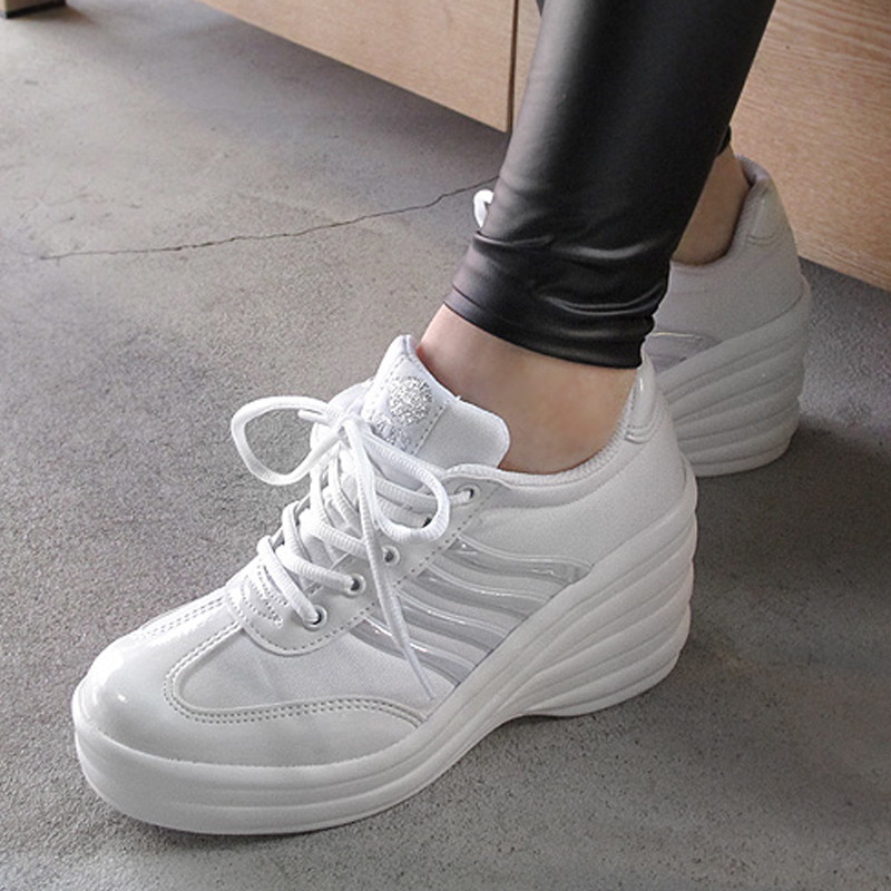 Women Cheerleaders Shoes High Heel Sneakers Wedge Platforms 3.5″
