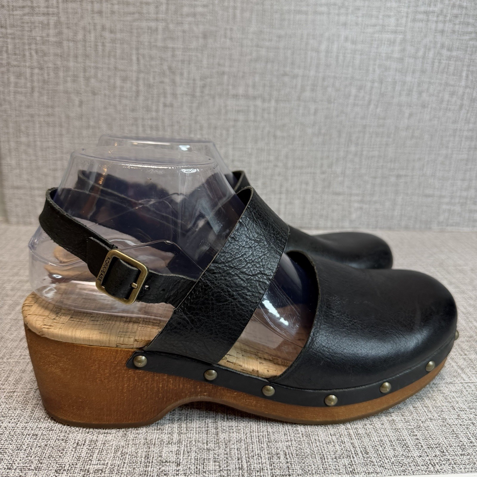 Kork-Ease Sandals Womens Sz 8 Black Leather Sayda Slingback Clogs Platform