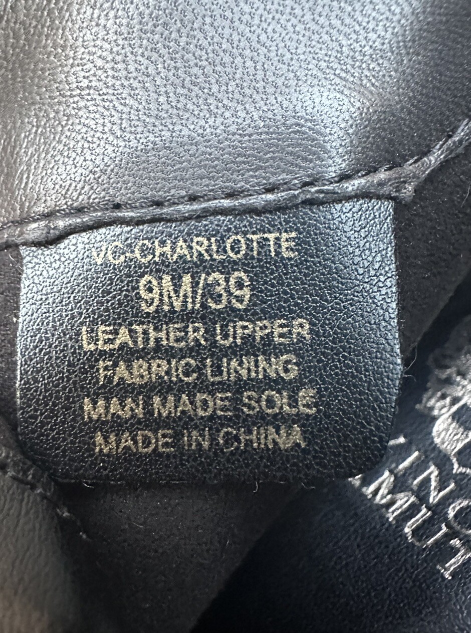 Vince Camuto Charlotte Black Leather Booties, Sz 9