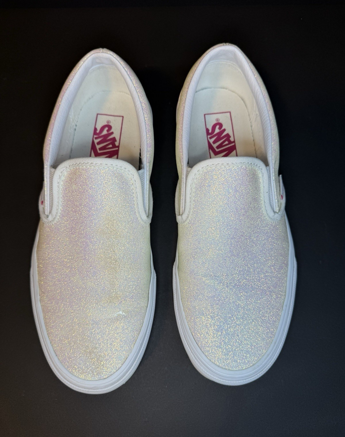 Vans Glitter Slip-On Sneakers Women’s Size 8.5 Champagne Gold Sparkle Shoes