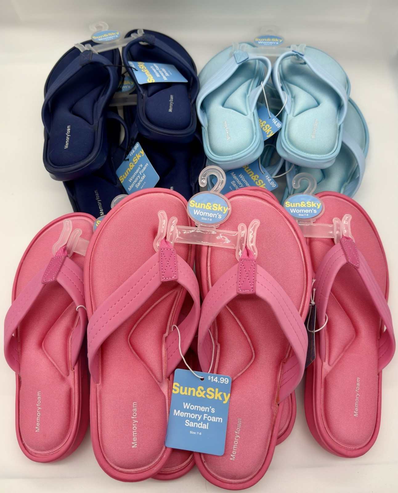 Sun & Sky Memory Foam Slide Sandals Flip Flops Women Pink Navy Blue Pick Size