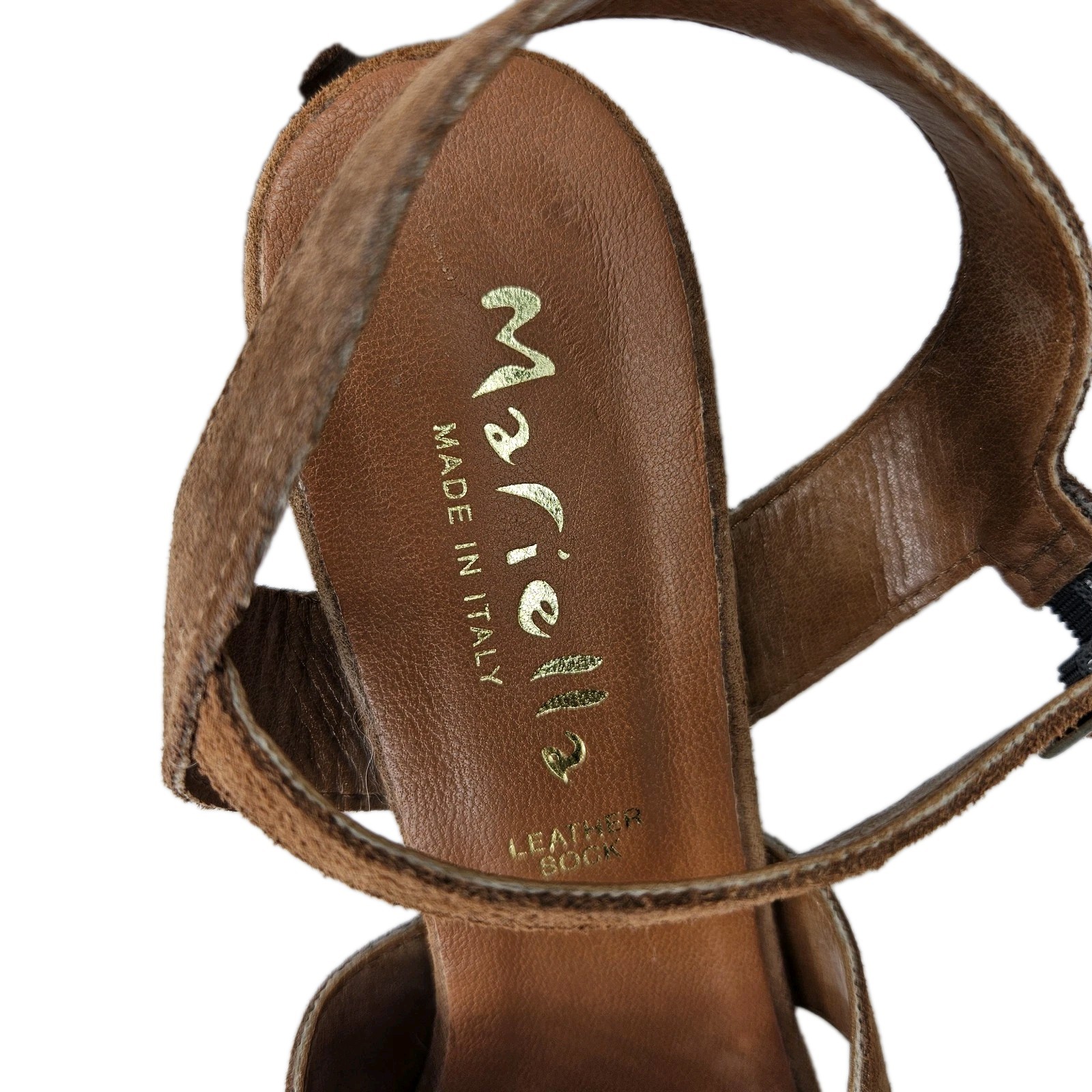 Mariella Made in Italy Brown Suede Leather Block Heel, Size 9