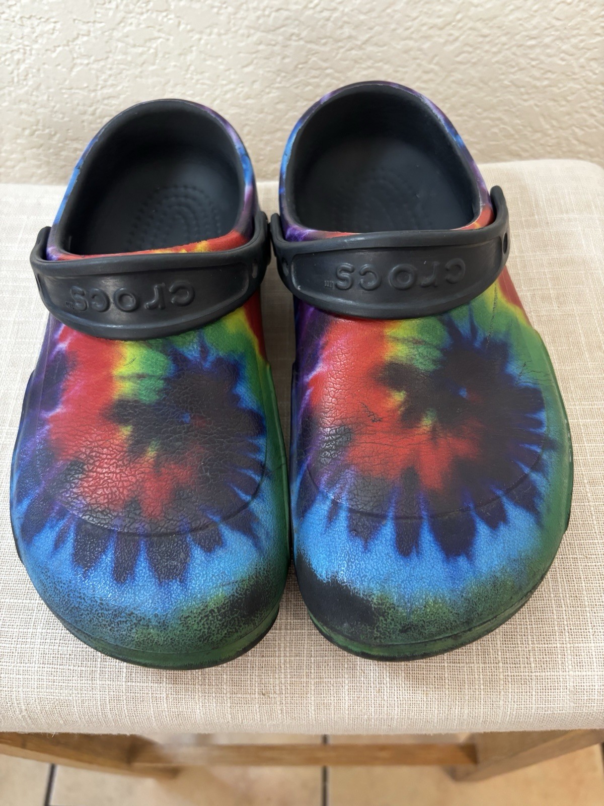 Crocs Unisex Clogs Tie Dye Rainbow, Size M6/W8, Slip-On B1