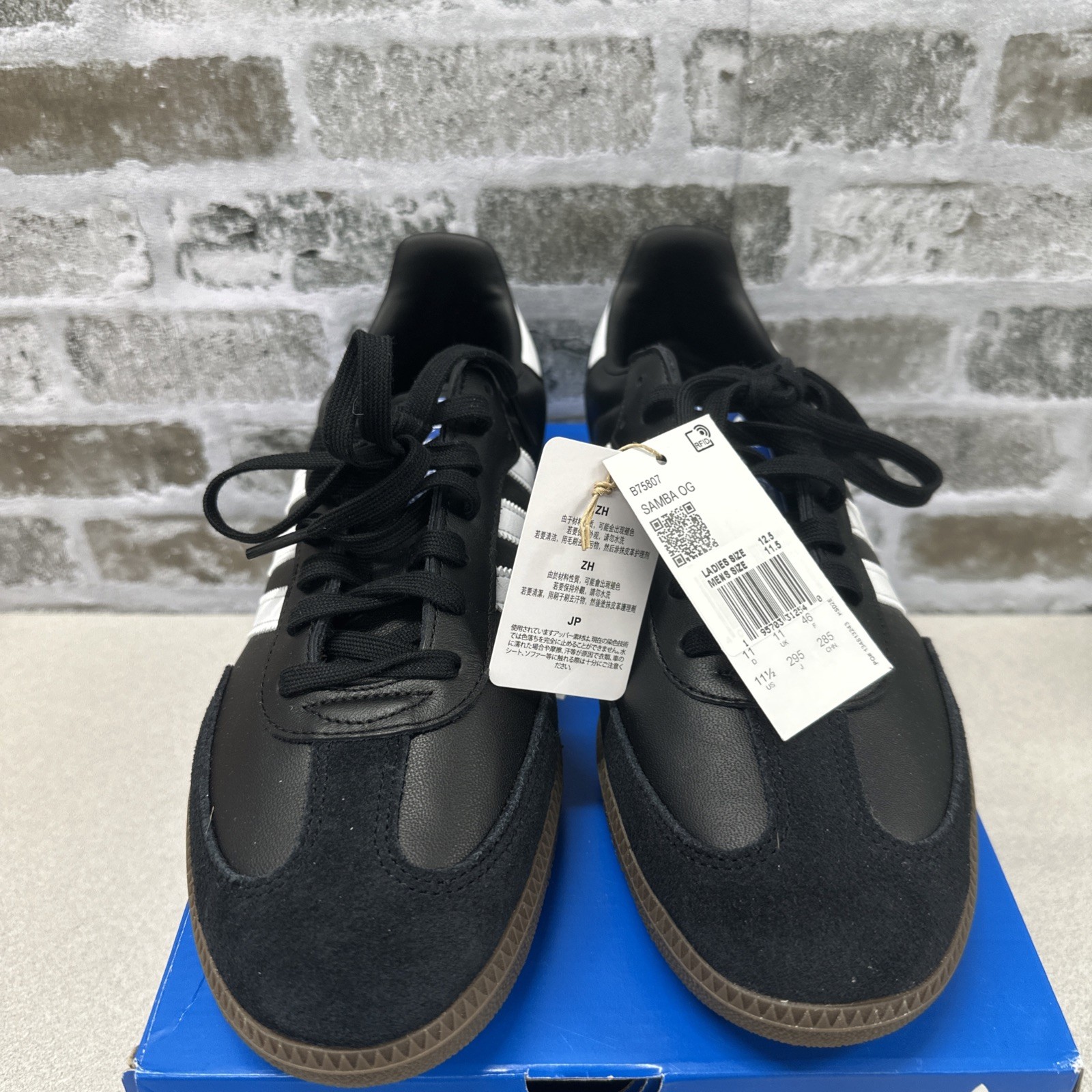 Adidas Black Samba OG Size M11.5 W12.5 B75807 *New