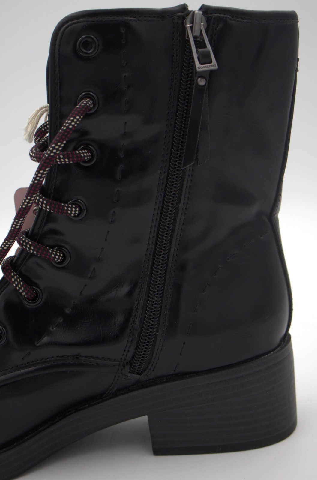 NWT Sam & Libby Melanie Boot Women’s US 8 Black Combat Lace Up Zip Boots Defect