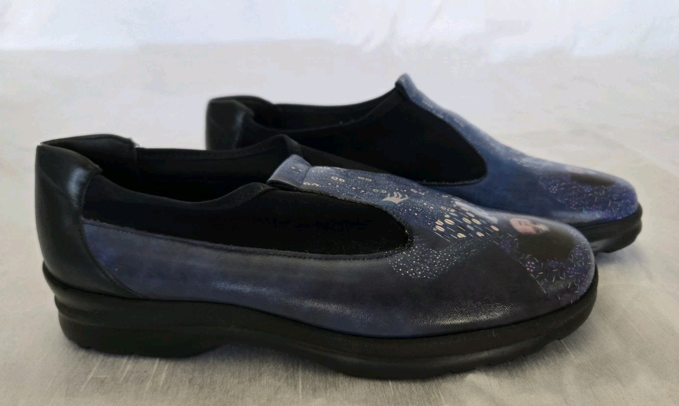 ICON 80’S ART SHOES BY GUSTAV KLIMT MEDIUM BLUE SLIP ON COMFORT SHOES SZ 7