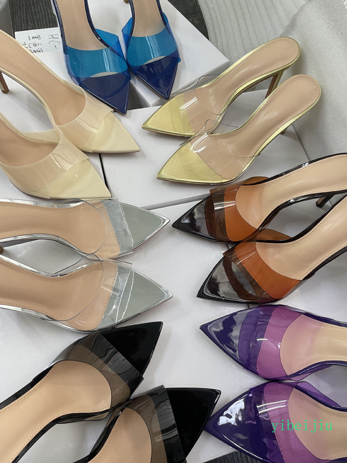 Women’s Open Pointed Toe Mules Slides Clear Party Evening Sandals Shoes Slippers