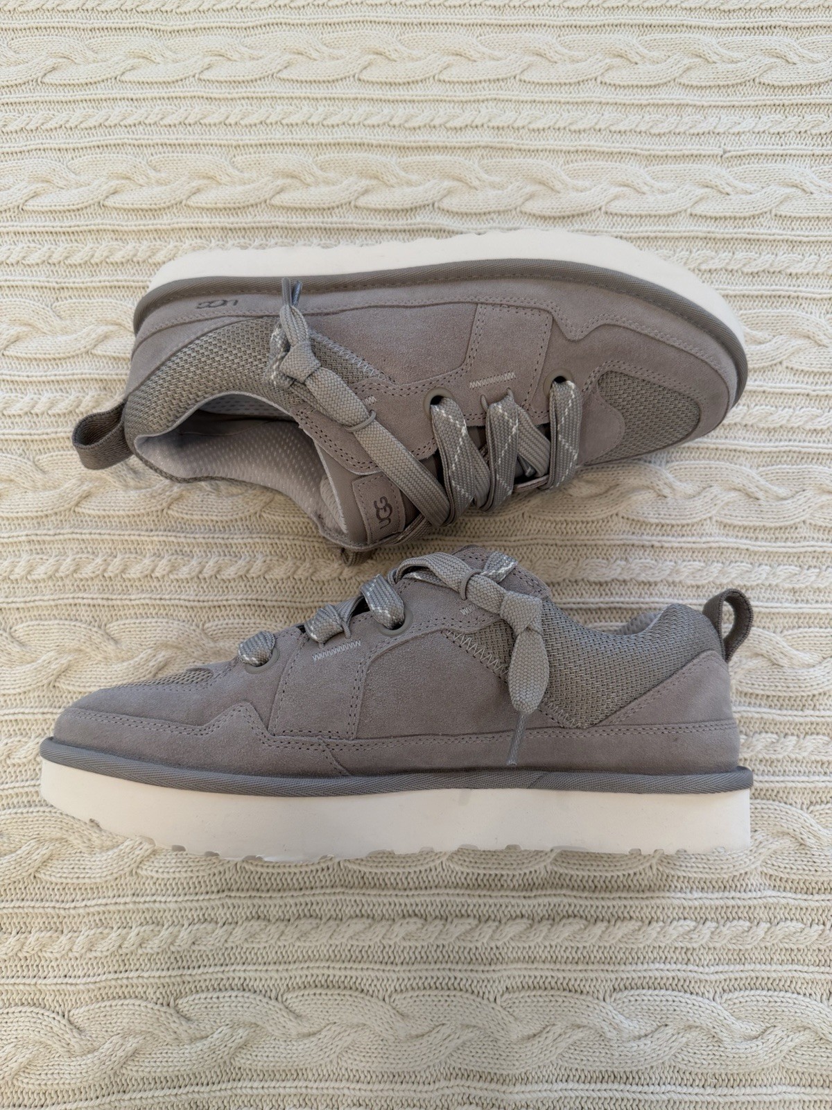 UGG Lo Lowmel Gray Suede Mesh Sneakers Womens size 11 NEW