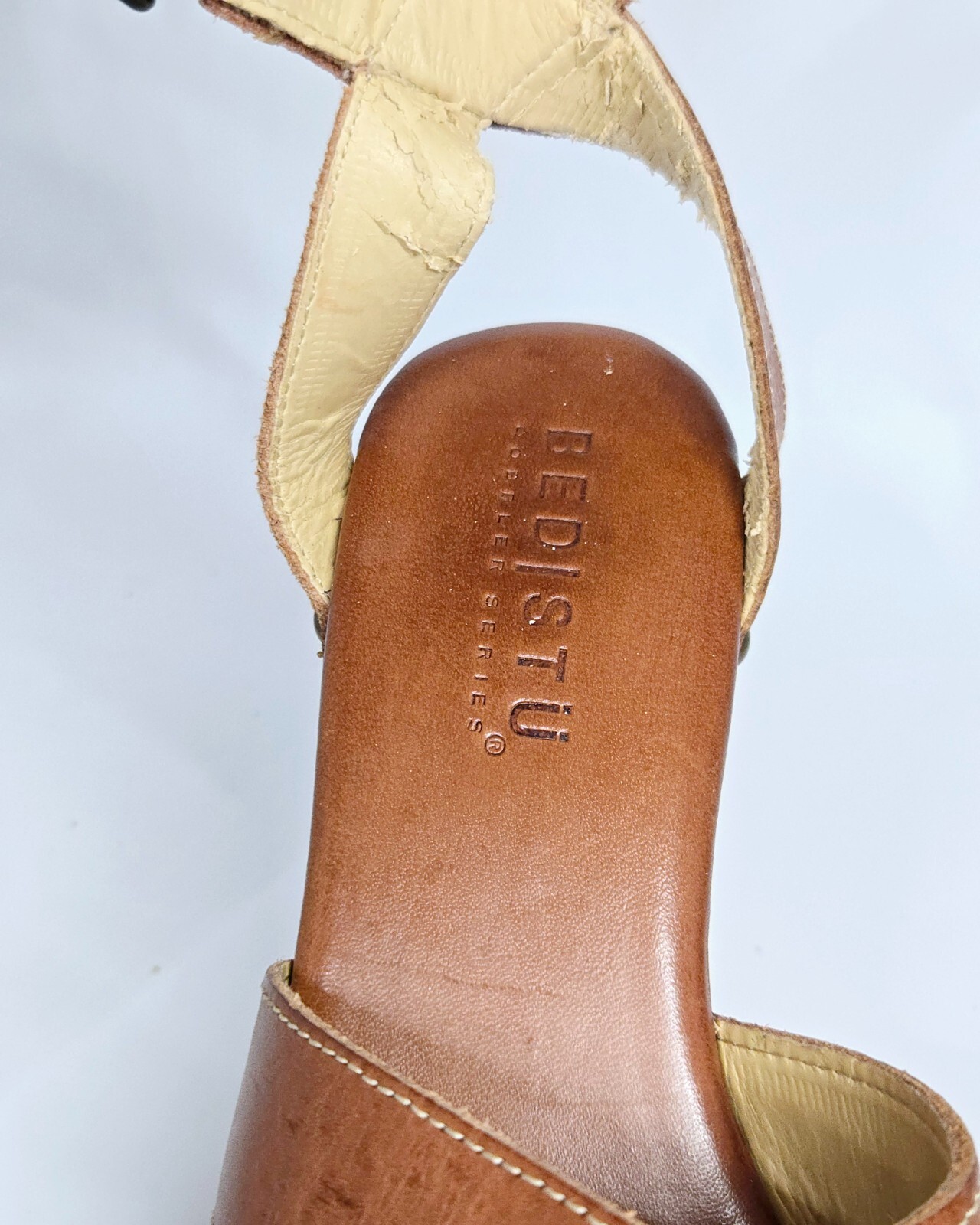 BED|STU Madeline Leather Wooden Platform Sandal – Cognac – Size 6.5 (RARE/EUC)