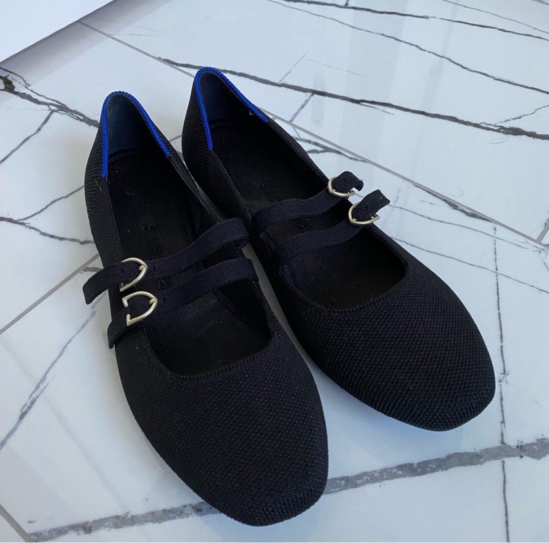 Rothy’s The Revelvet Double Buckle Mary Jane, Black, Size 7