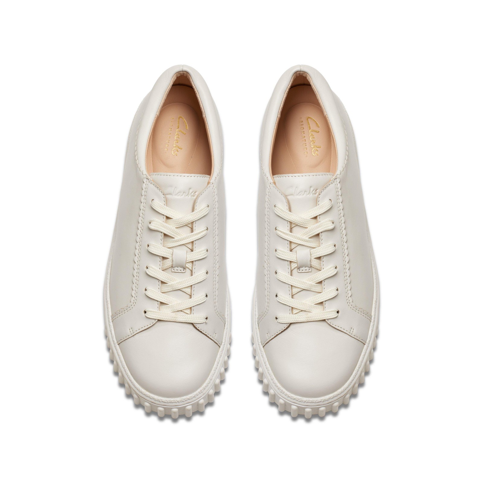 Clarks Womens Mayhill Walk White Leather Casual Sneakers Shoes