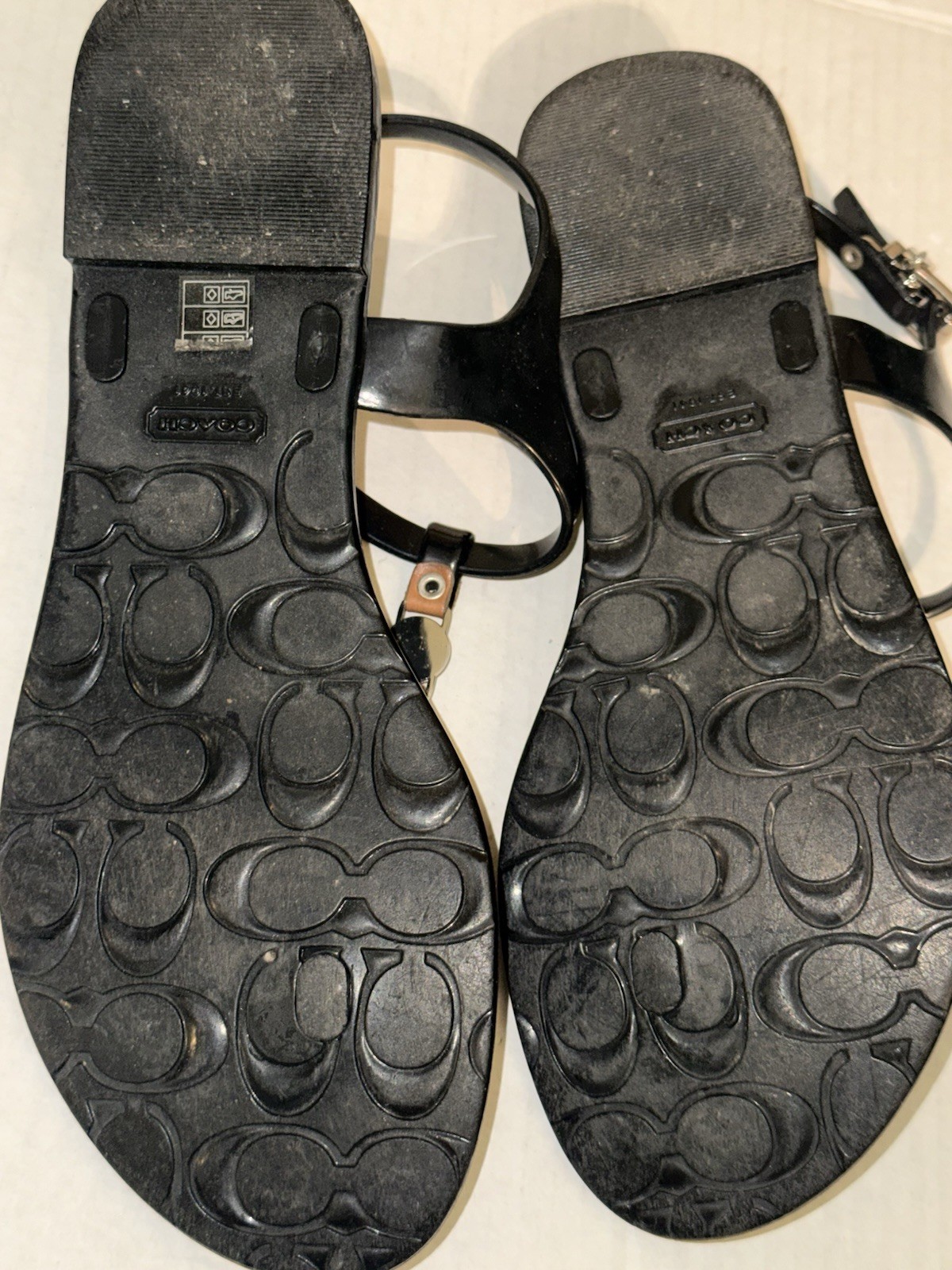 Coach Pier Shiny Jelly Womens T-Strap Thong Sandals Flip Flops Size 8B Black
