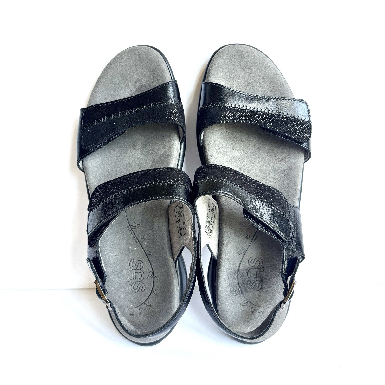 SAS Women’s Nudu Heel Sandals Black Comfort USA Made Casual Travel Sz 8.5 M