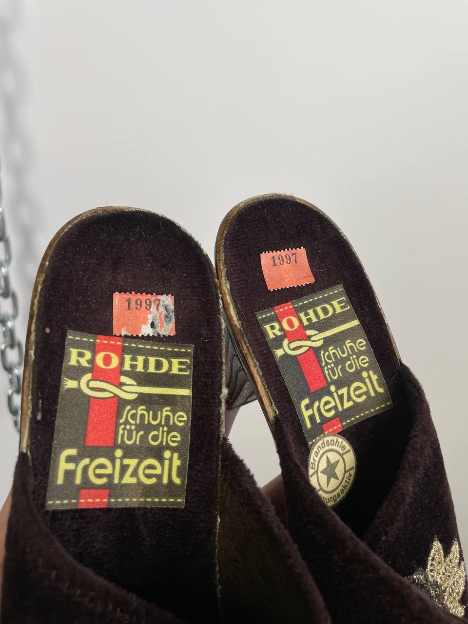 Rohde Freizeit vintage 1997 women’s velour clogs with embroidery size Eu 40