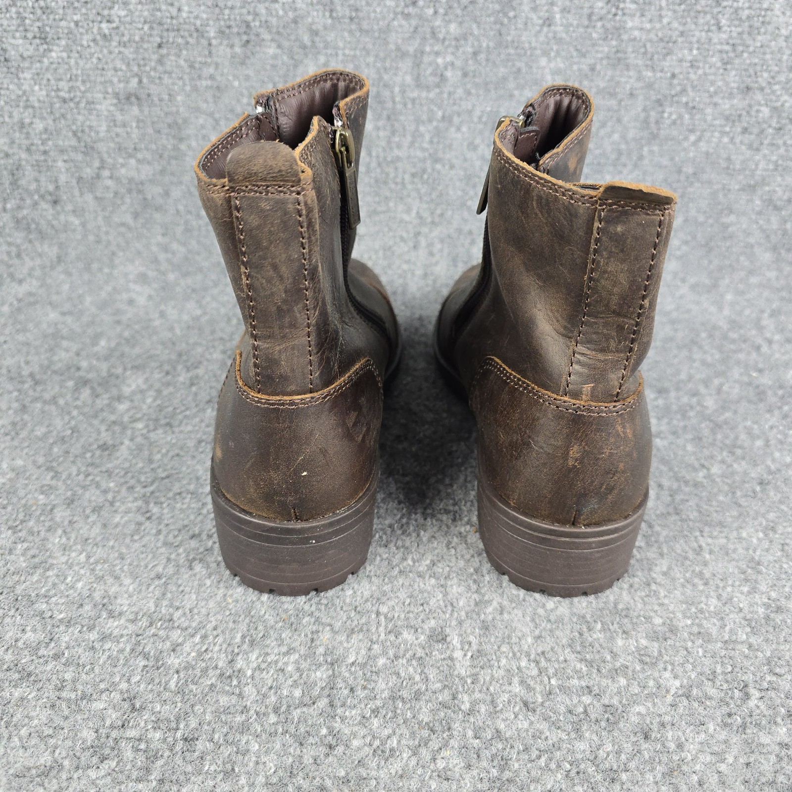 Harley Davidson Women’s Brown Leather Moto Ankle Boots Size 6 Side Zip 83930