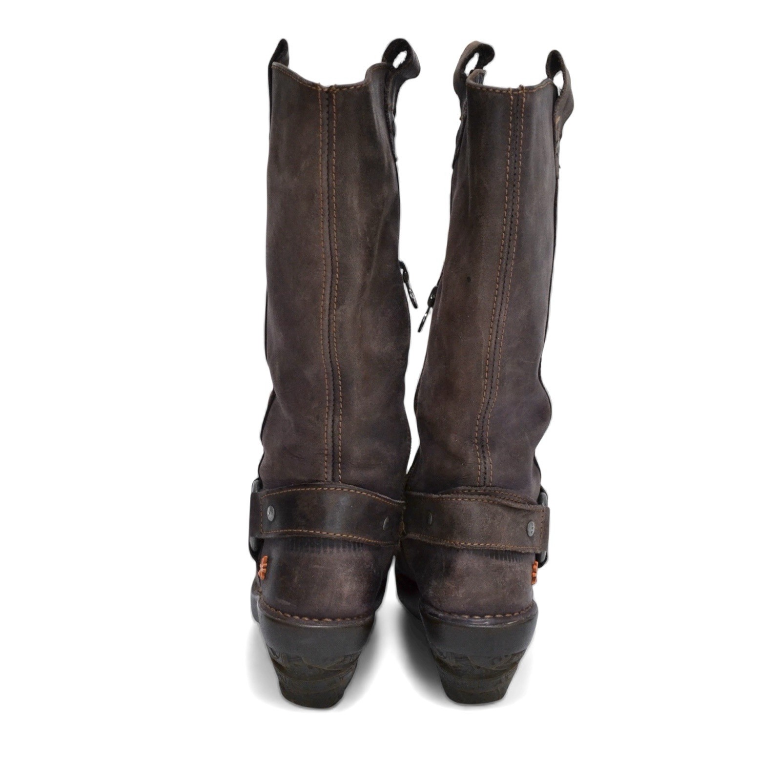 The Art Company 100% Leather Brown Western Biker Boots Size 37