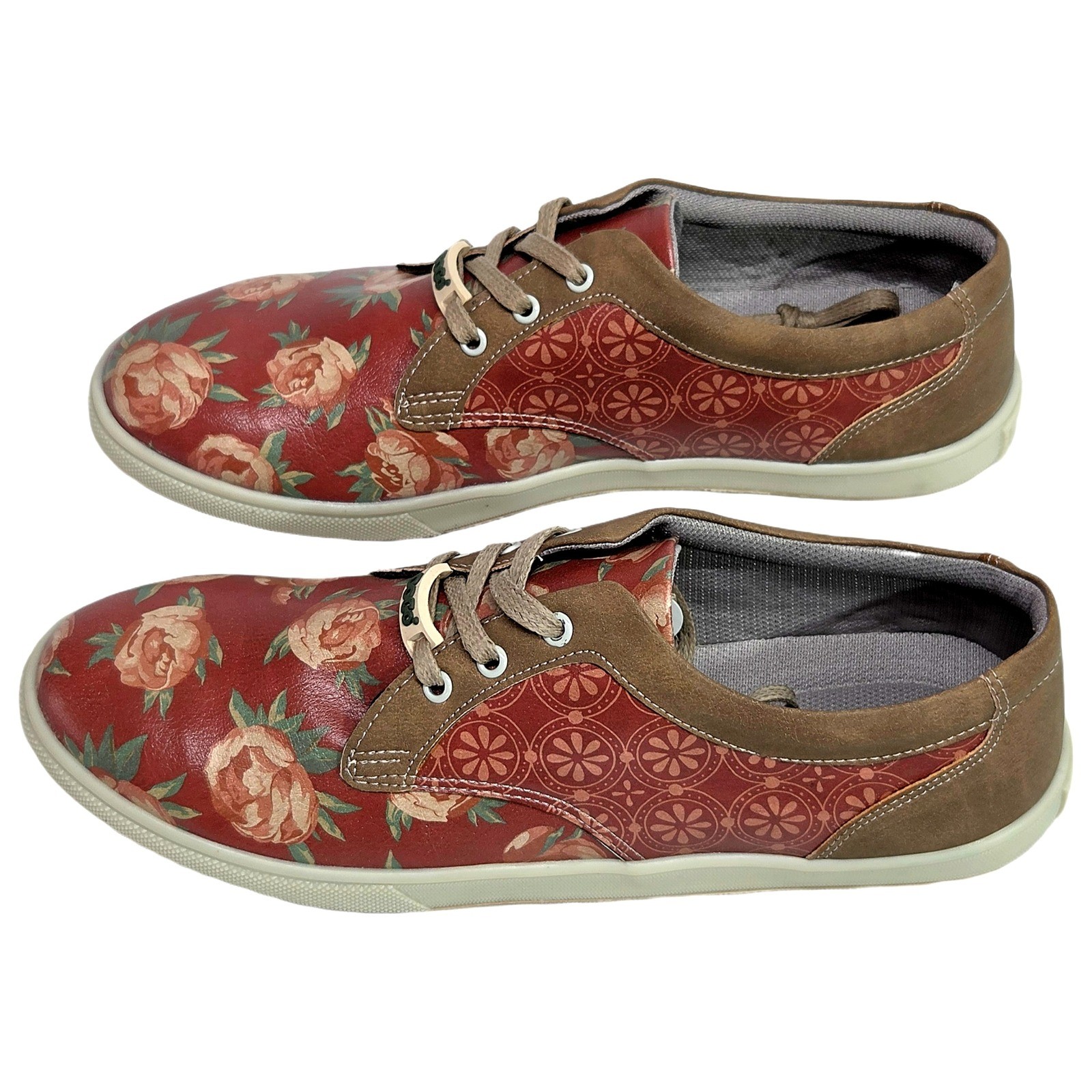 DOGO Floral Rose Low Top Sneakers Womens US 8 EU 41 Vegan Leather Lace Up New