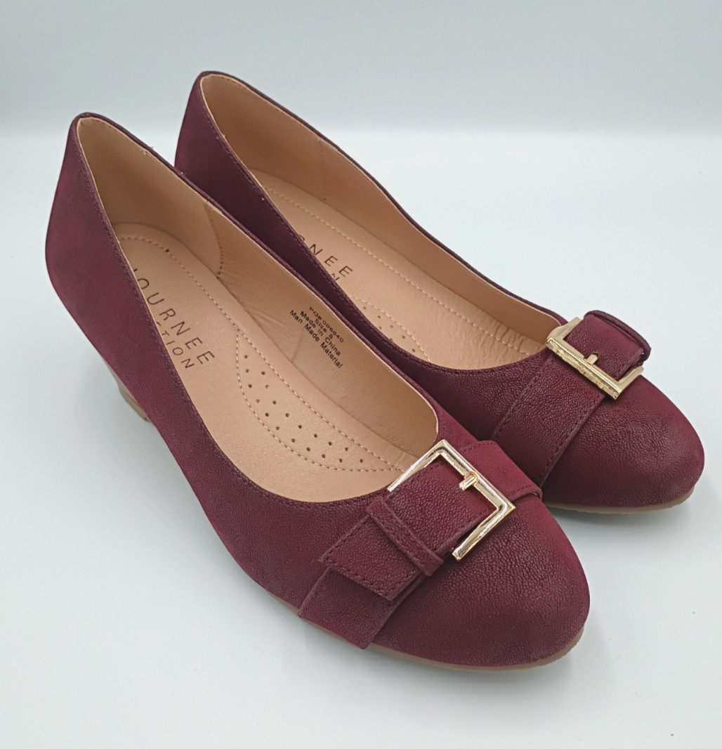 Journee Collection Graysn Slip-On Wedge Heel Wine (Dark Red) Womens Size 8 NEW