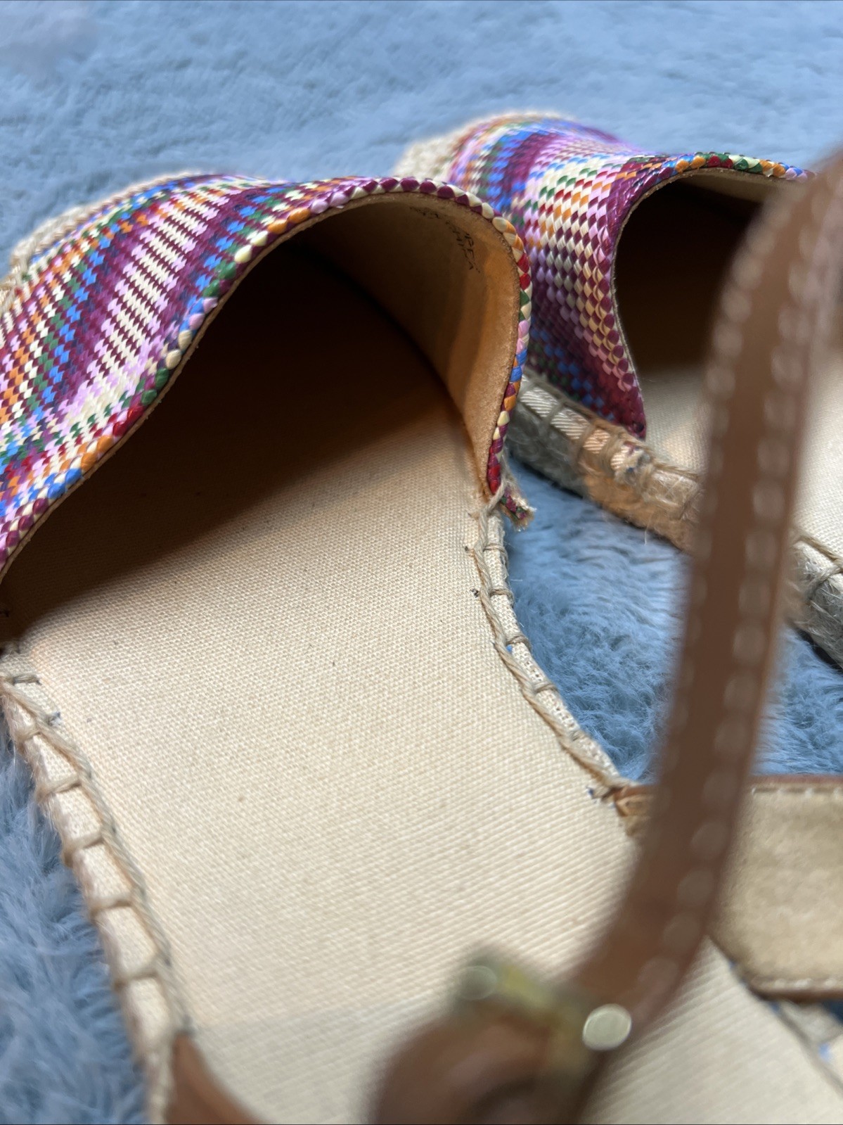 TALBOTS Espadrilles IZZY D’ORSAY Closed Toe Ankle Strap Woven Madras Flats S 8
