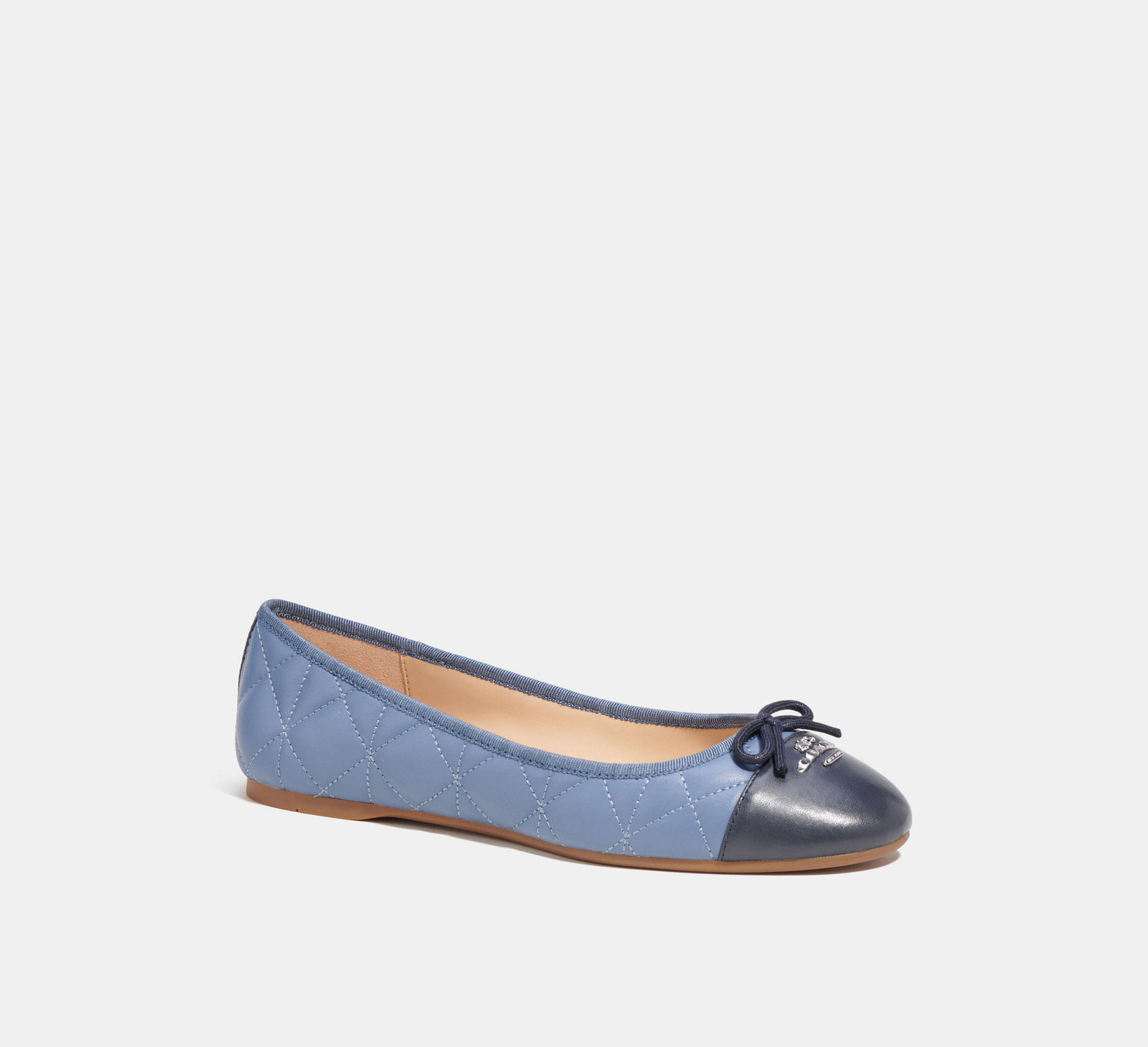 Coach Flat Shoes Women’s Two Tone Blue Leather Allyson Quilted Ballet Slip On
