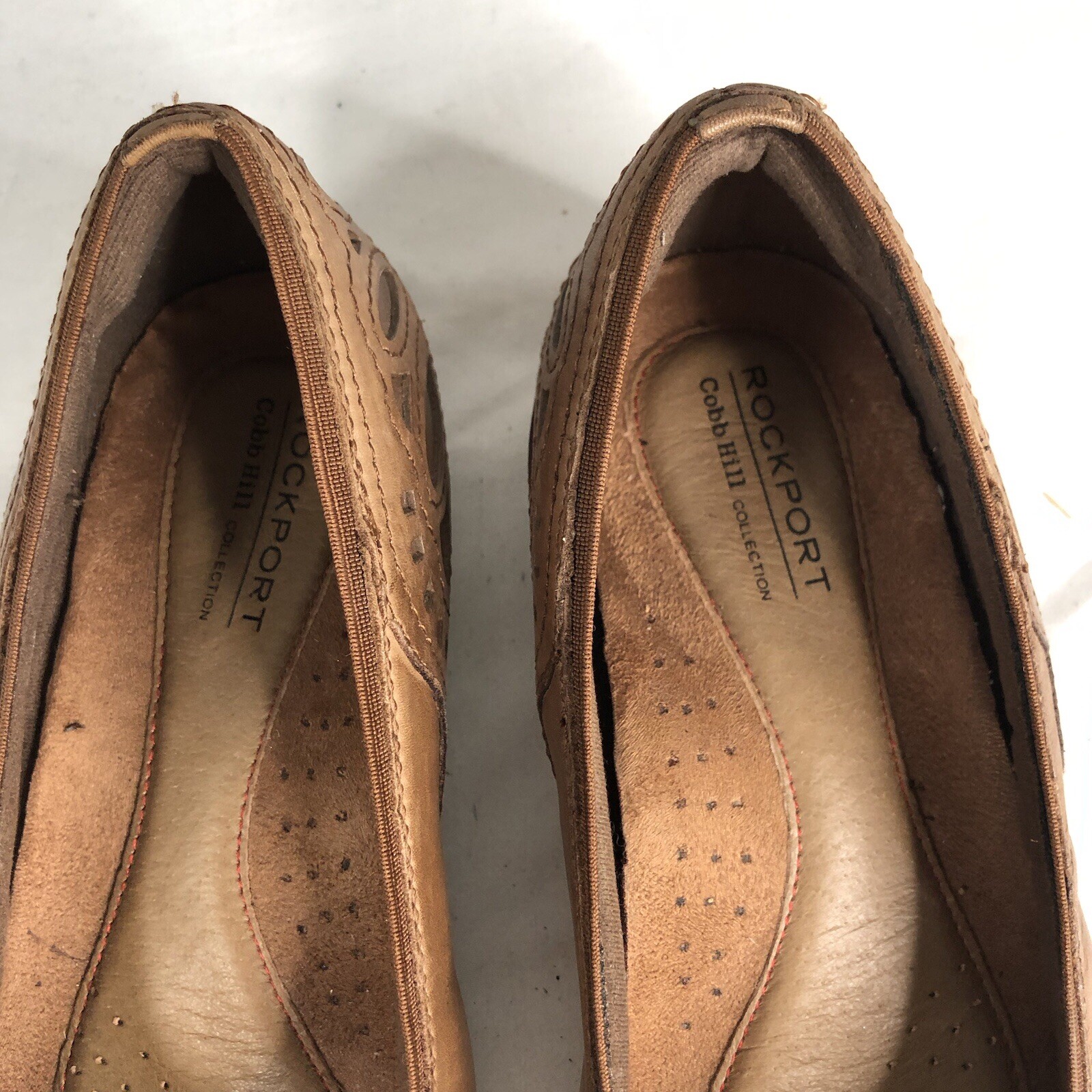 Rockport Flats Womens 7.5 Brown Cobb Hill Comfort Leather Cut Outs 100028