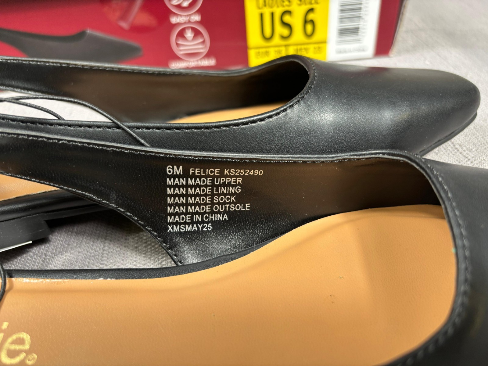 Kensie Felice Slingback Flats Womens Size 6 Black KS252490 NEW