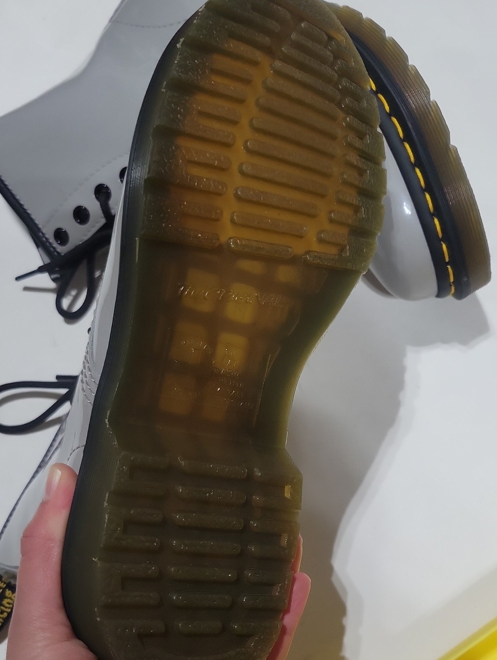 Dr. Martens Glossy Gray Lace-Up Combat Boots – Women’s size 6 New Style #27635