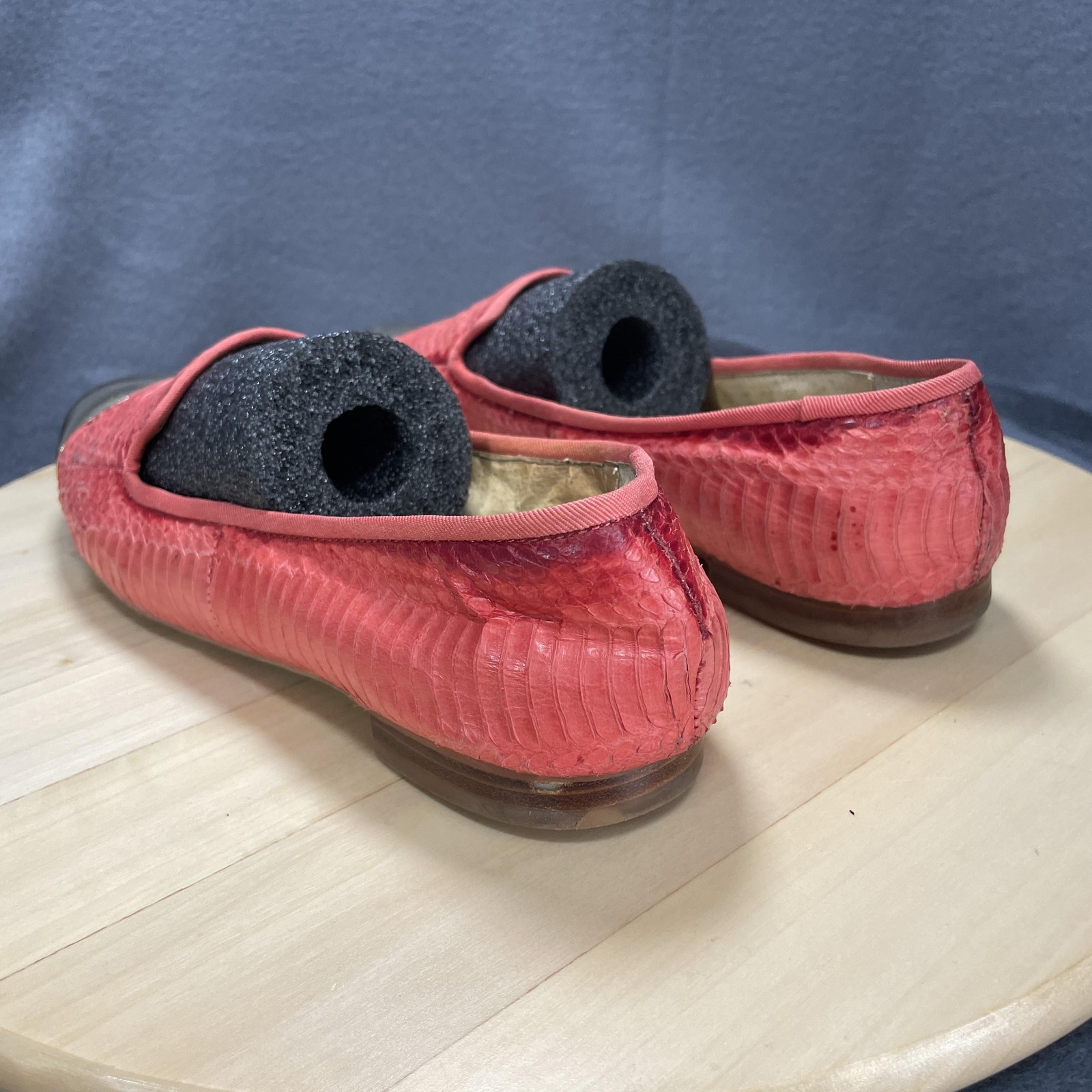 Sam Edelman Shoes Womens Size 8 Snake Embossed Metallic Cap Toe Loafers Flats