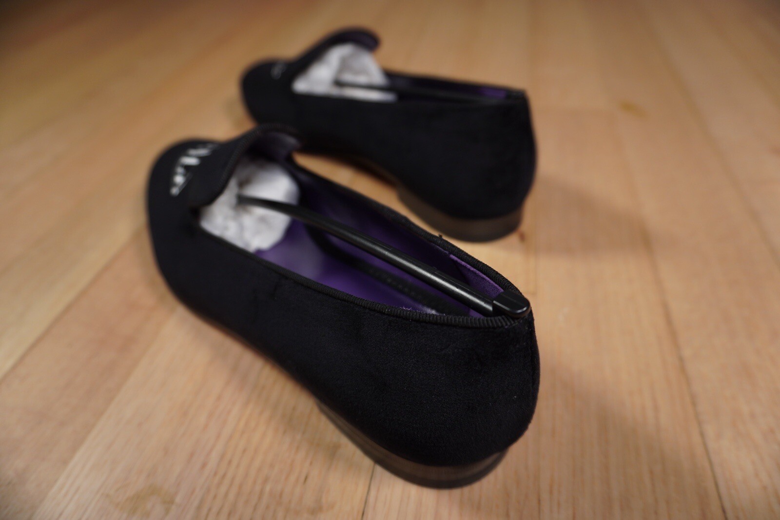 Ralph Lauren Purple Label Alonzo Deco Slipper Black Size 8B Velvet Brand New