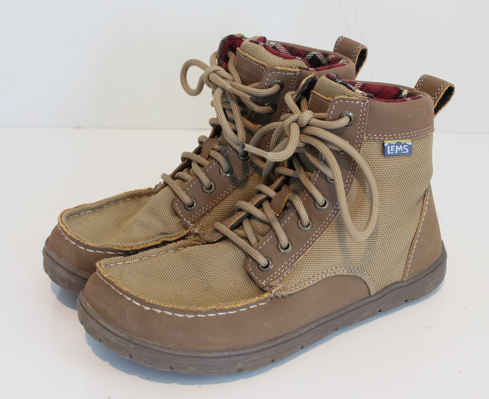 Lems Shoes Boulder Boot Brown Canvas Lace Up Ankle Boots EU 39 Women’s 8.5 Men 7