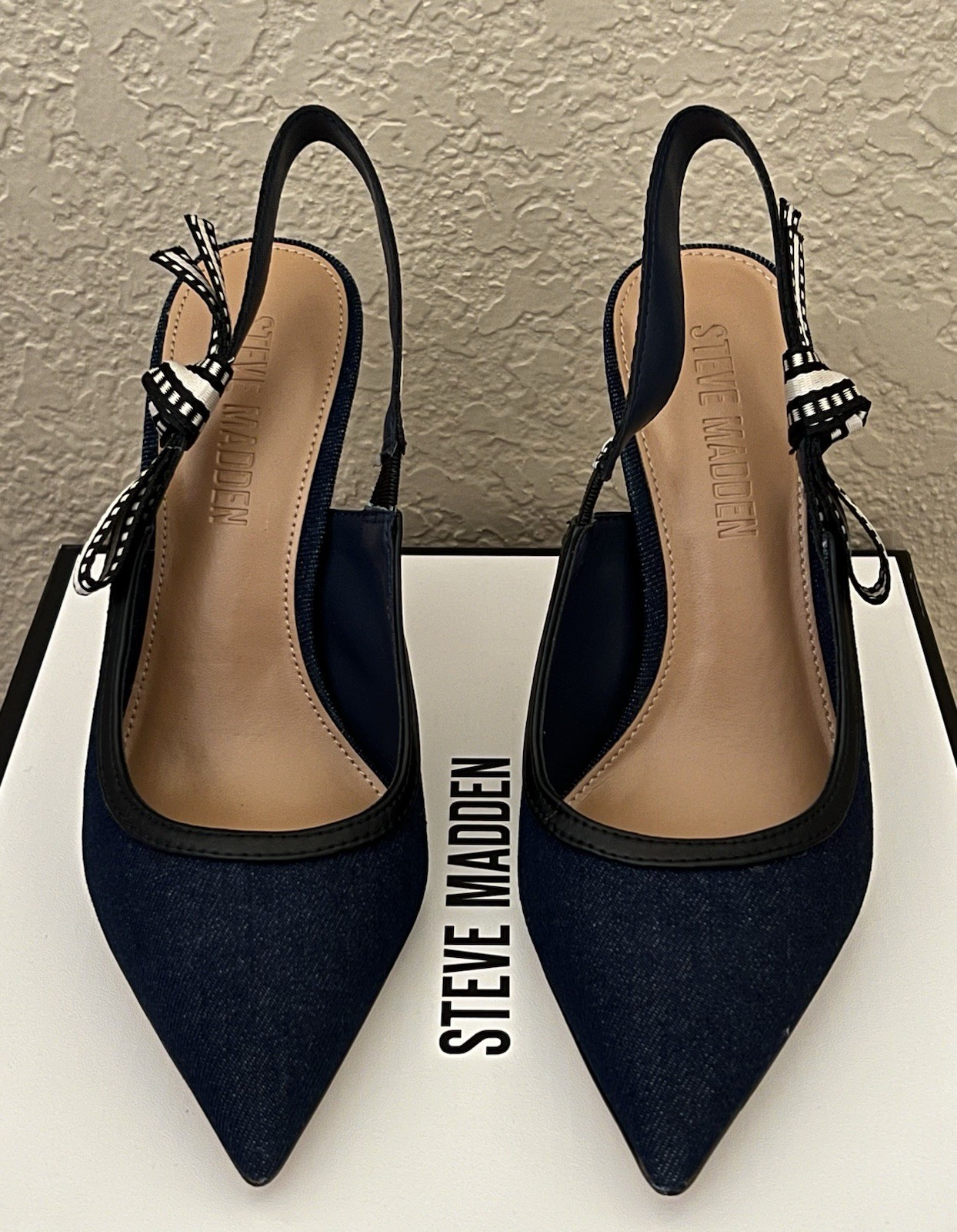 Steve Madden Women’s Bri Dark Denim Design Heels Size-6.5