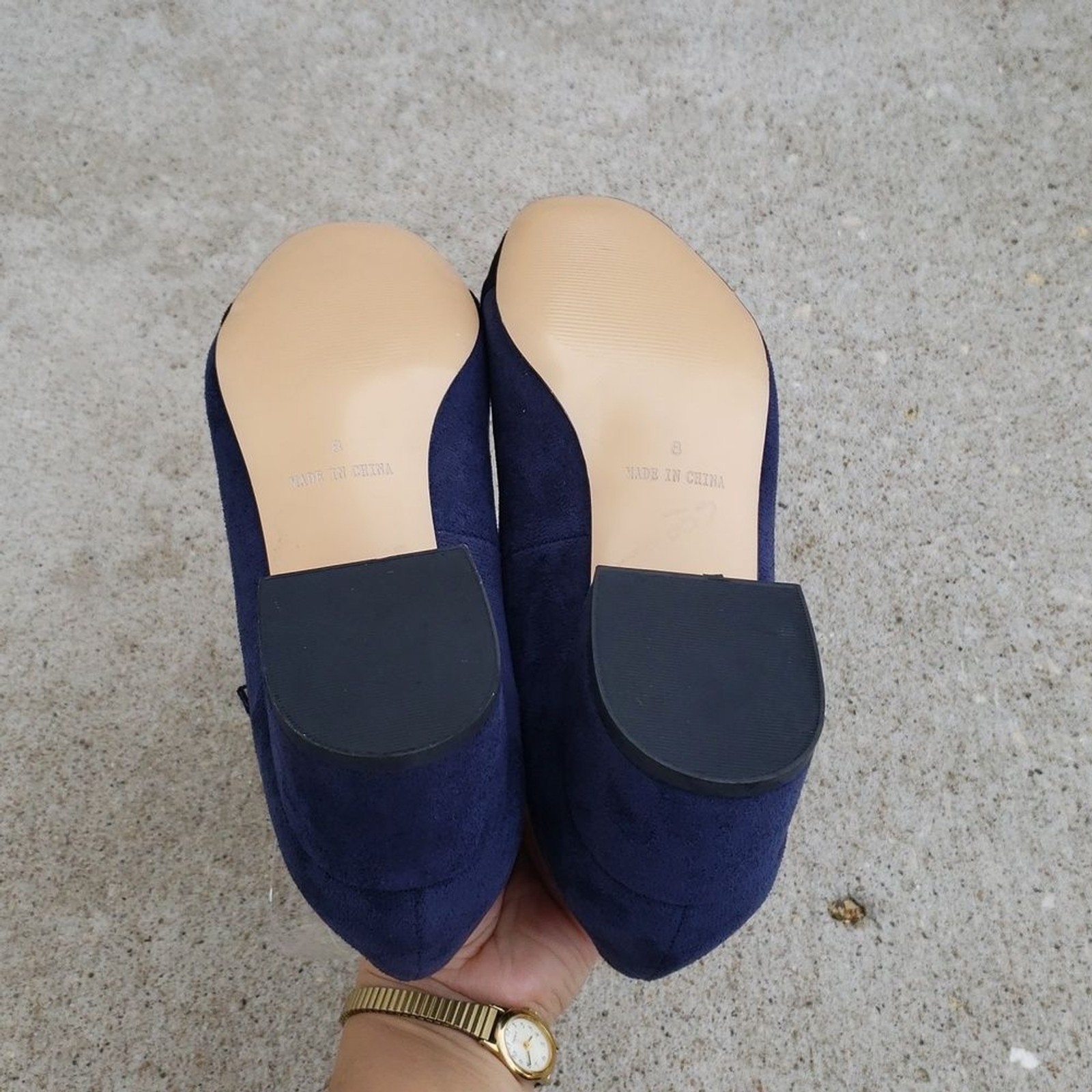 Roserwish Suede Mary Jane Square Toe Block Heels Sandals Size 8 Workwear Neutral