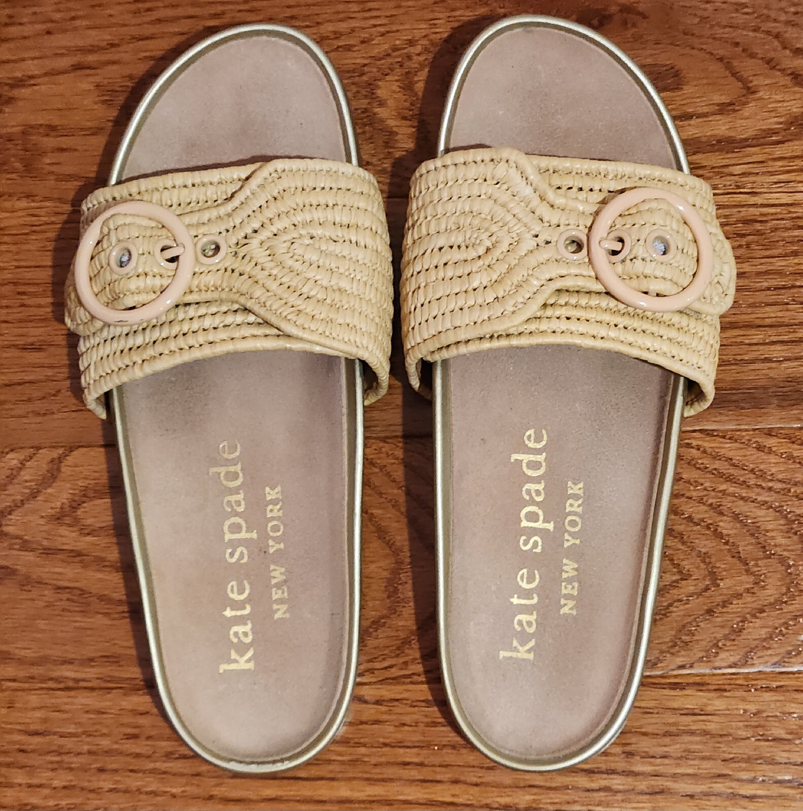Kate Spade New York Women’s size 6.5 Maribelle Flat Sandals Natural Straw color