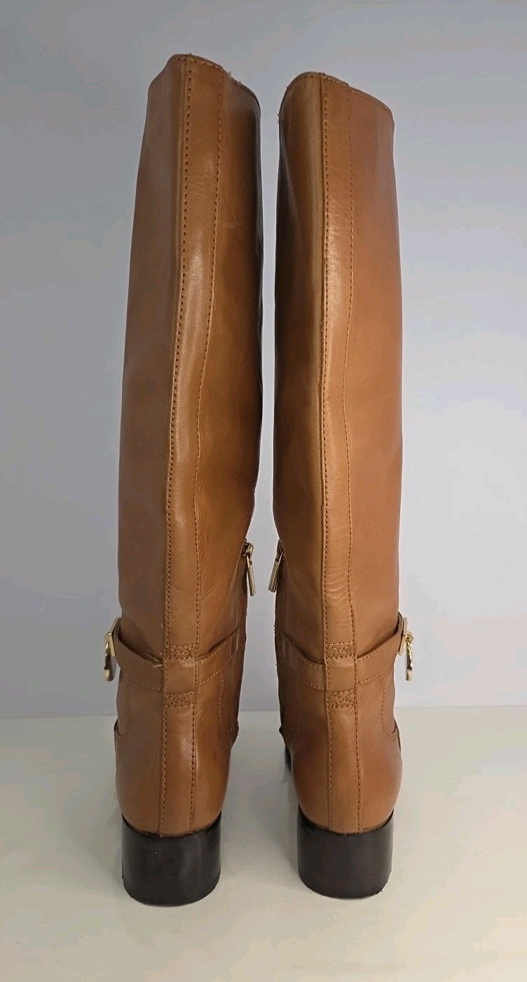 Michael Kors Hamilton Luggage Riding Boots Smooth Camel Colored Leather Sz 5.5 M