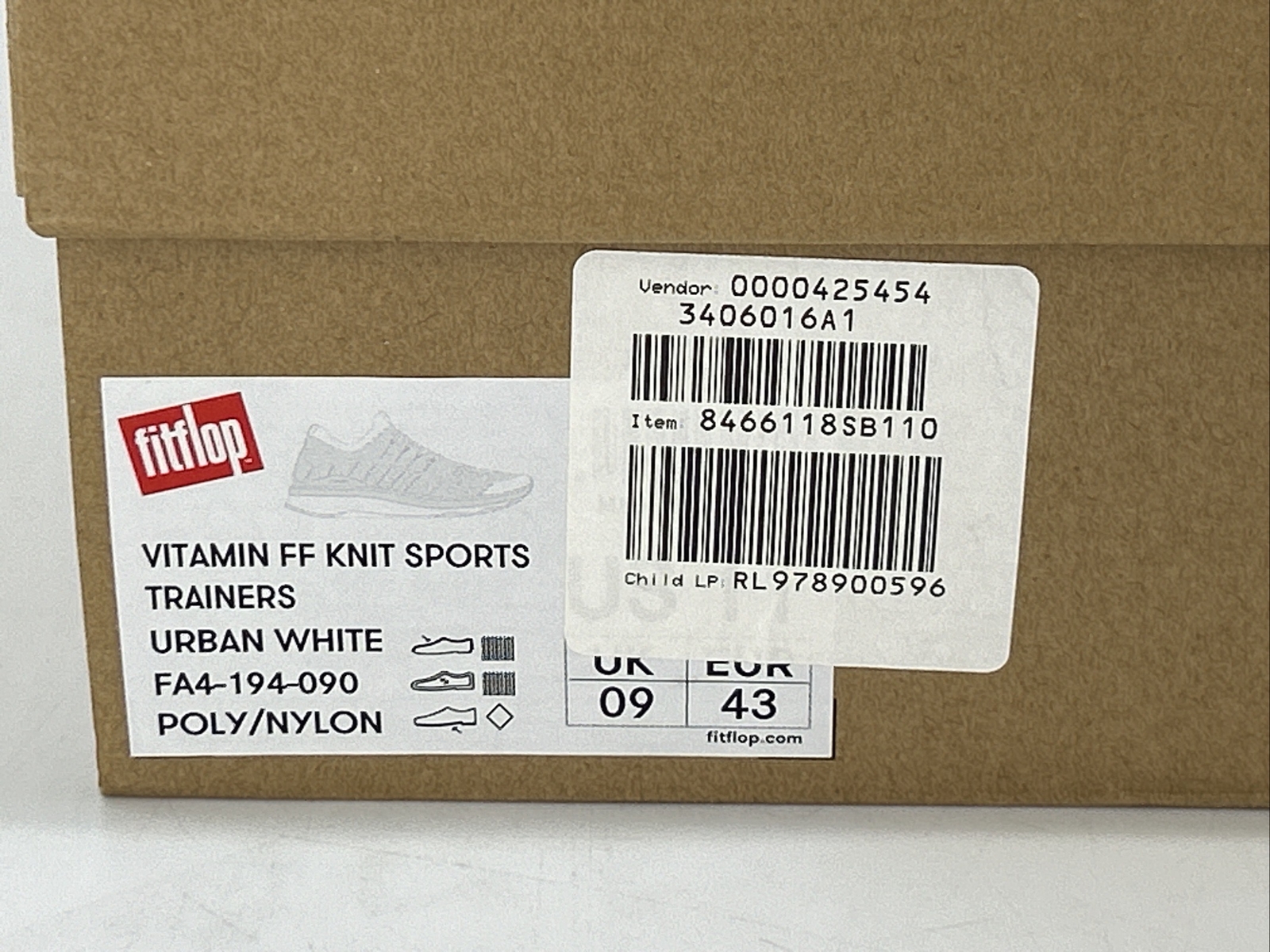 FitFlop VITAMIN FF Knit Sports Trainers Shoes Sneakers Size 11 Urban White